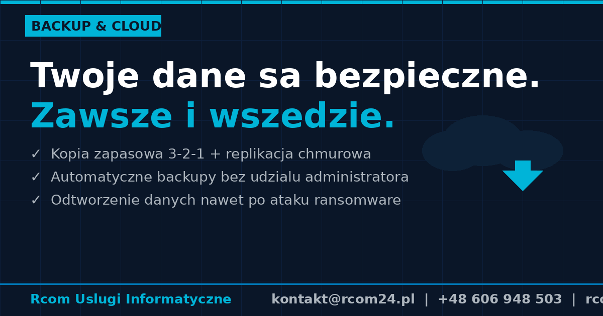 Backup i Cloud — ochrona danych firmowych, której nie możesz zaniedbać